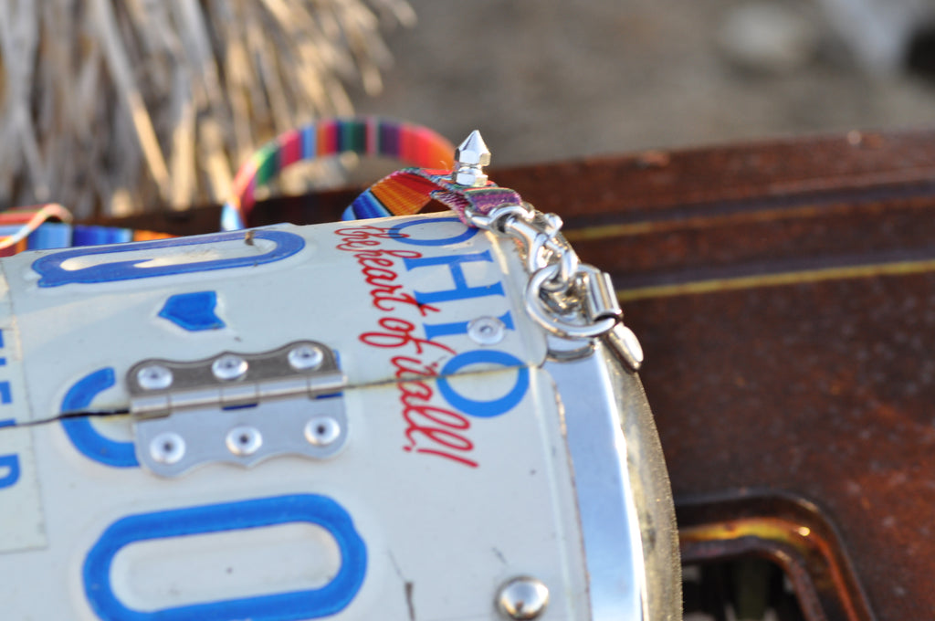 R&D Ohio License Plate With Serape Strap For Crossbody Or Shoulder
