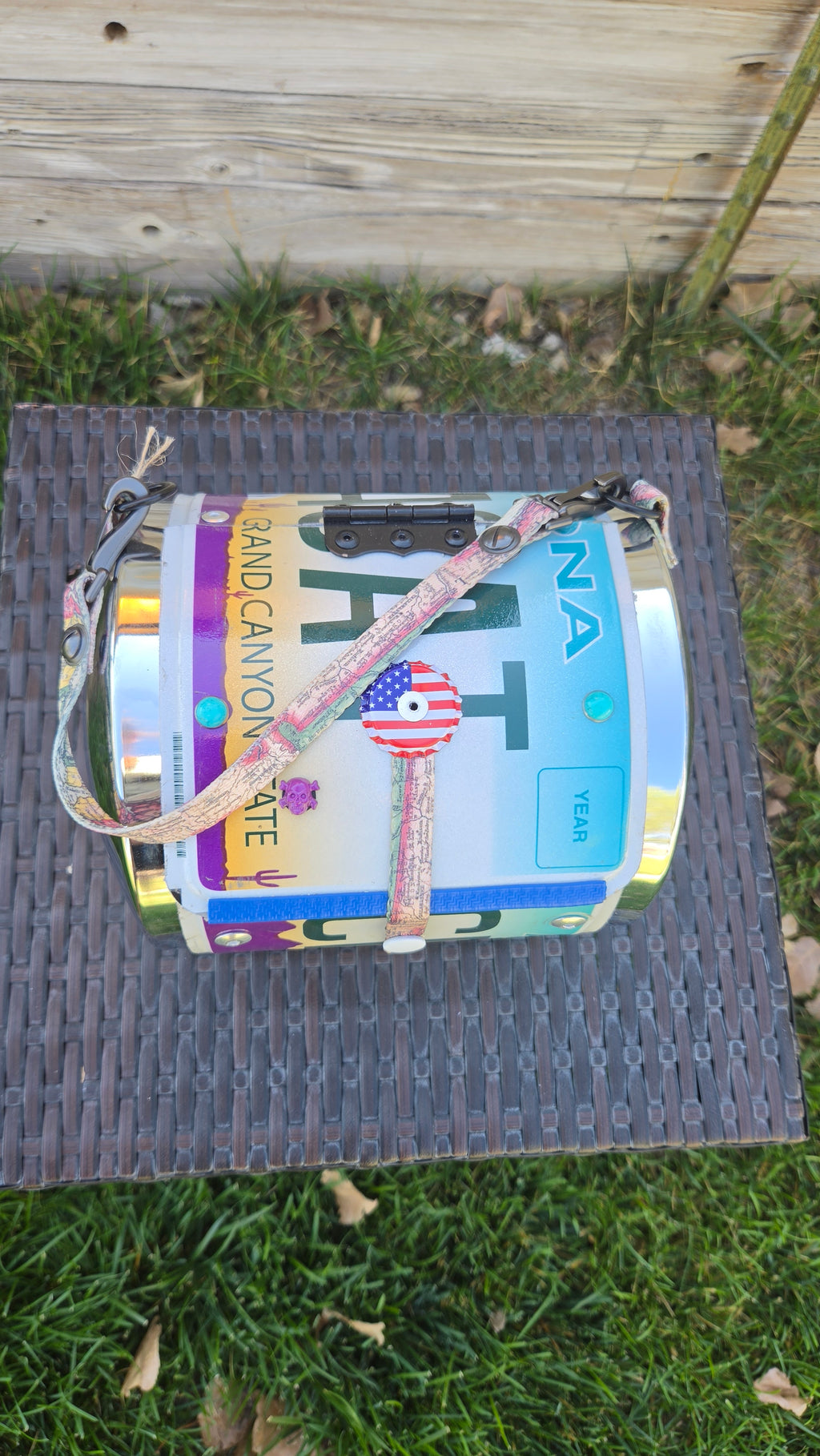 Arizona Grand Canyon License Plate Purse Handmade Upcycled with Map Strap