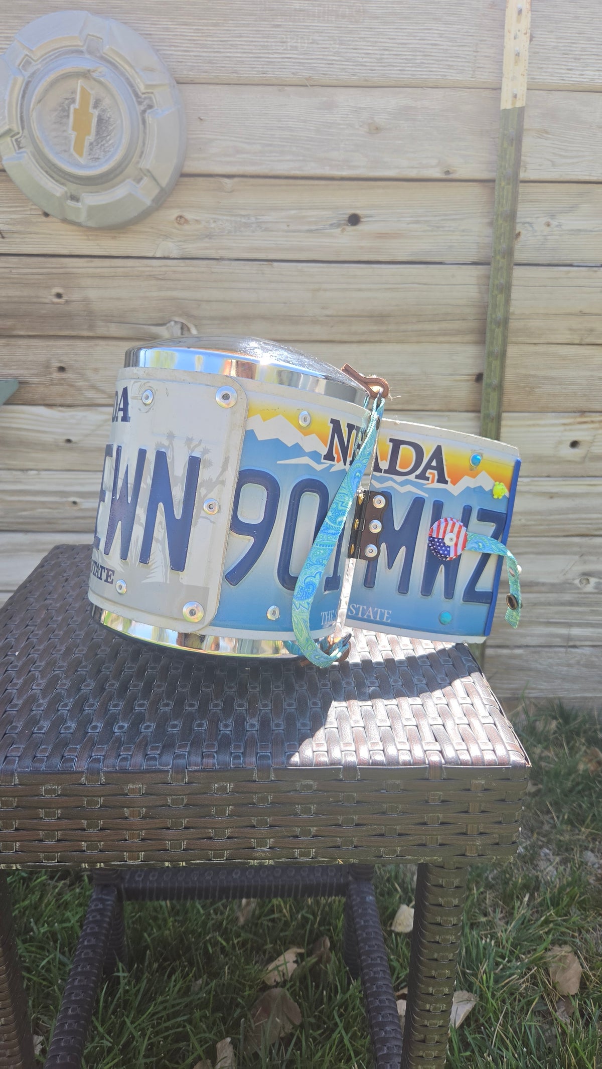 Nevada License Plate Upcycled Barrel Purse