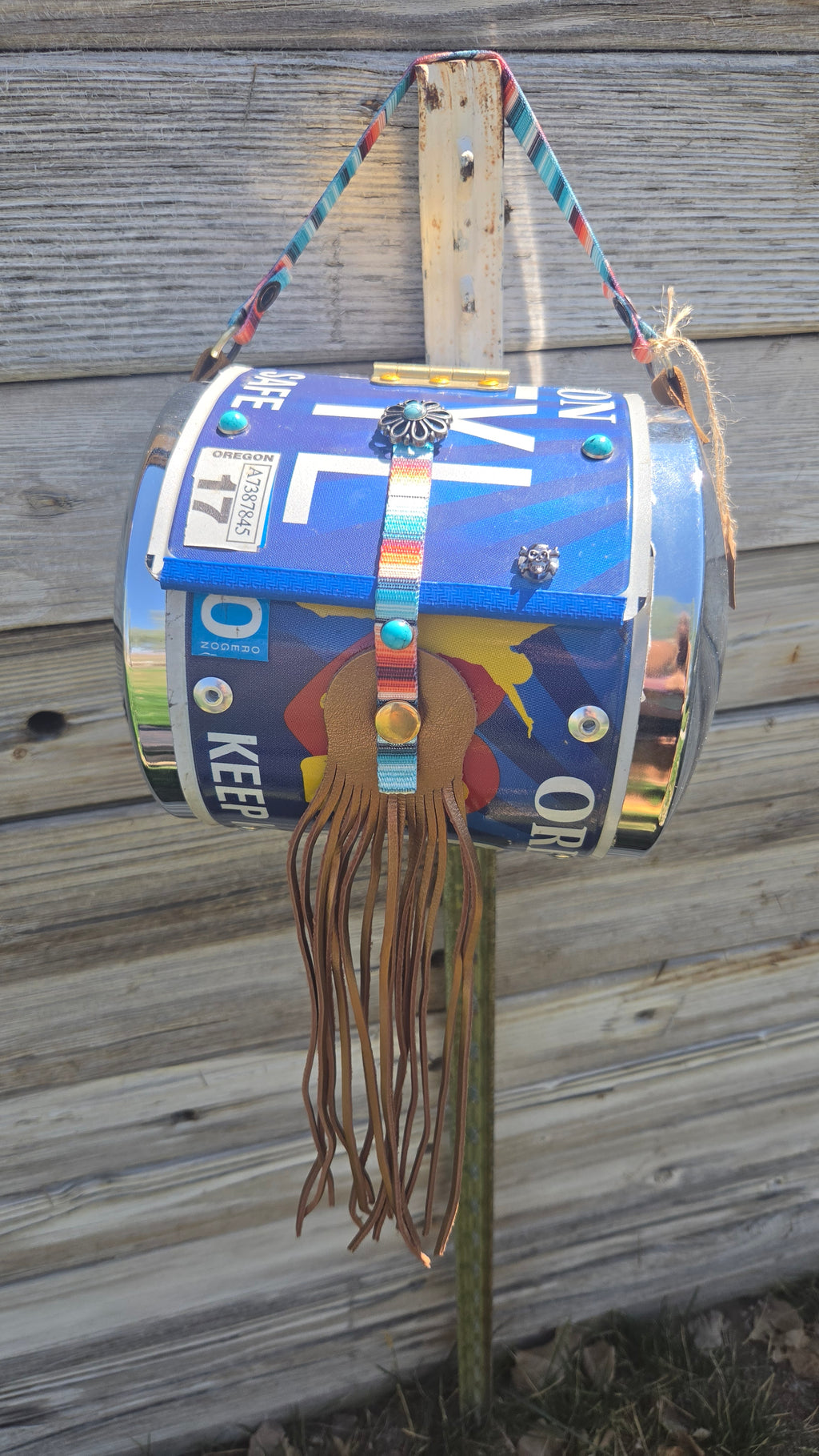 Oregon Keep Kids Safe License Plate Purse with Fringe